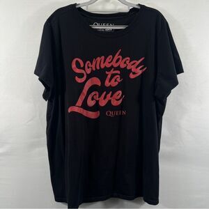 Queen Womens Black Tee Plus Size Red Graphic Print 0795